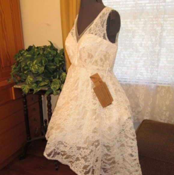 High Low Wedding Prom pageant Shower lace Dress - Picture 2 of 6
